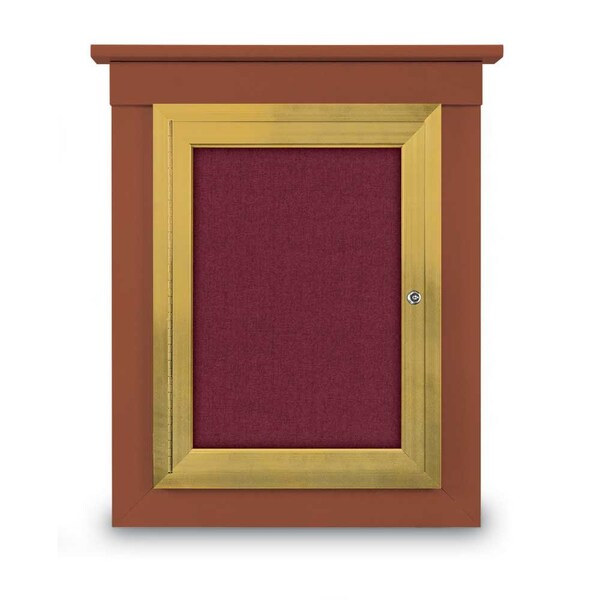 72"x48" 3-Door Enclosed Letterboard, Burgundy Vinyl/Cherry